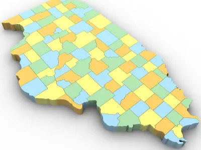 Illinois Political Map 3D model