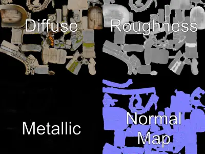 Ancient Stone Doorway Model Pack with Intricate Rune Details Low-poly 3D model