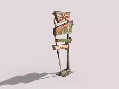 Worn Motel Sign 3D model