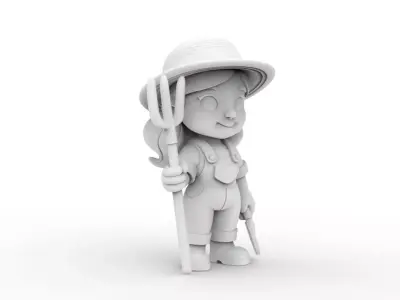 Cartoon Farmer Girl 3D Printable 3D print model