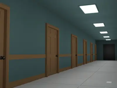 Hotel Corridor Low-poly 3D model