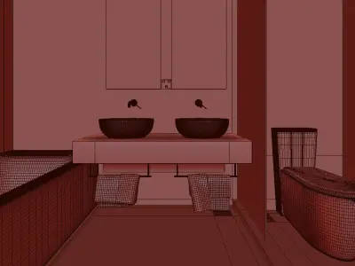 Contemporary Bathroom Scene 3D model