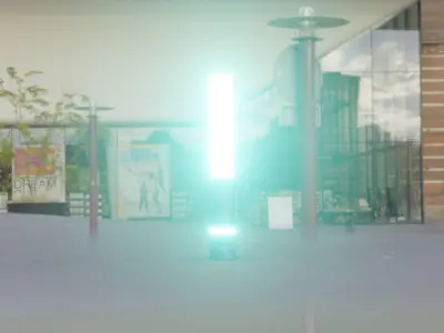 Low-Poly Blue Light Column 30 - Street Light Set-9 Low-poly 3D model