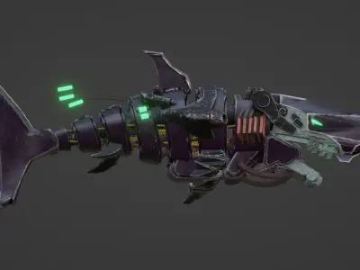 Sea Horror Scary Robo Shark Low-poly 3D model