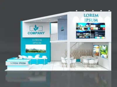 Exhibition Stand Booth Stall 9x7m Height 500cm 2 Side Open 3D model