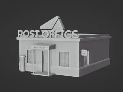 Post Office 3D Model - Simple Post Office Game Asset 3D model
