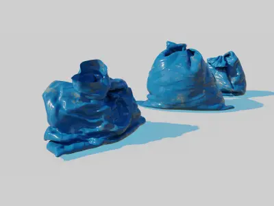 Blue Trash Bag Pack 3D model