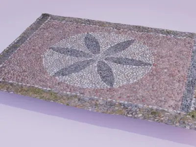 Pebble stone mosaic sidewalk raw scan 01 3D model