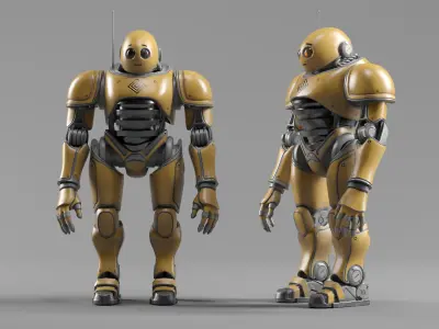 Humanoid Robot Stylized Rigged  Mixamo Ready Low-poly 3D model