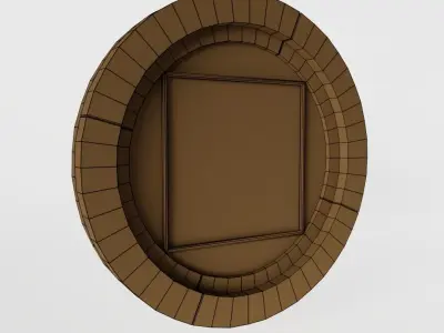 Round Wooden Window Low-poly 3D model
