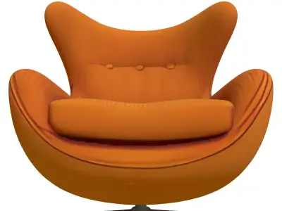 Modern Orange Swivel Egg Chair Low-poly 3D model