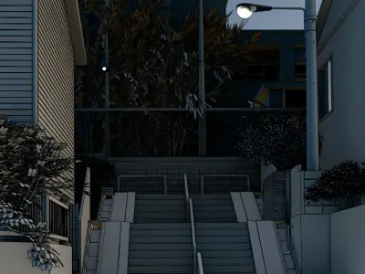 Urban View of Japan Low-poly 3D model