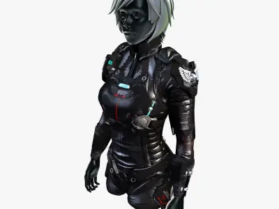 Female Sci-Fi Space Suit Low-poly 3D model