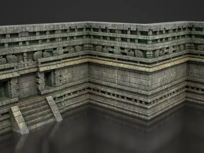 Mayan Temple Wall Modulars 08 250726 Low-poly 3D model