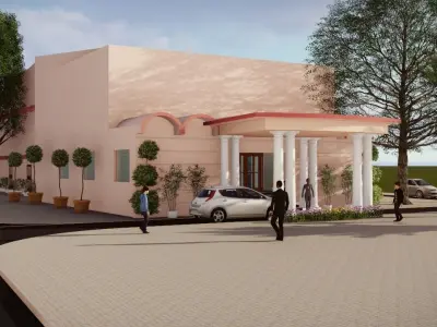 Community building with columns and pillars 3D model