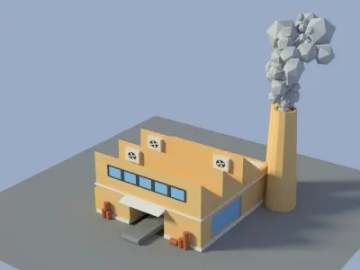 Low Poly Cartoon Factory 4 Low-poly 3D model