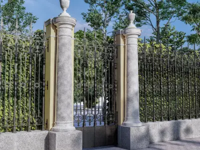Fence Peak in classic style Doors and Gates Wrought Iron Fence 3D model