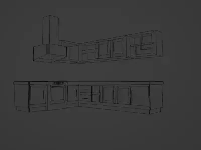 Kitchen Cabinet - Fully functioned - Induction Stove - Modern 3D model