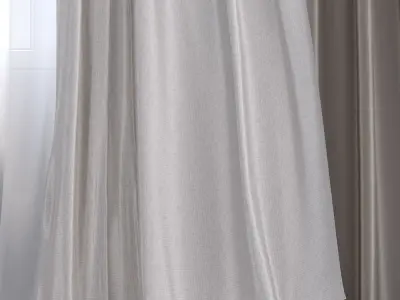 Curtain and tulle in the wind No 2 3D model