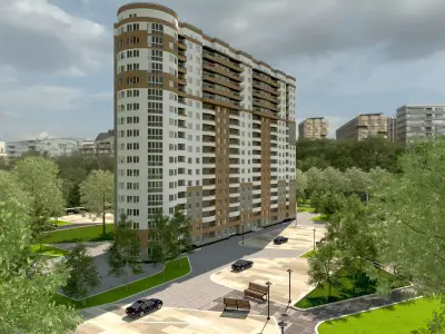 Premium Residential Tower and Garden Site Low-poly 3D model