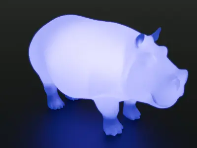 Indirect lighting of hippopotamus 3D model