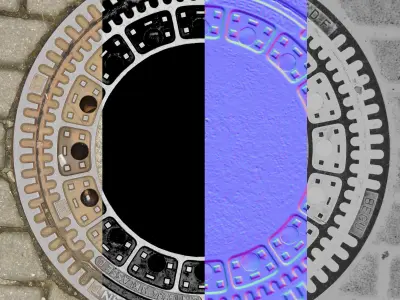 Manhole cover PBR 3D model