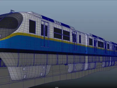 MonoRail loco train metro Palm Jumeirah Monorail Dubai  Low-poly 3D model