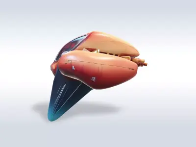 Futuristic Sci-Fi Flying Drone Robot with Cockpit Game Ready 3D model