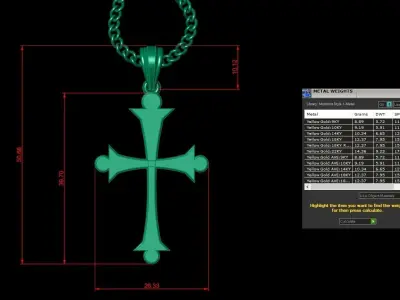 Light Gold 18K Cross Pendant 1CP028 3D print model