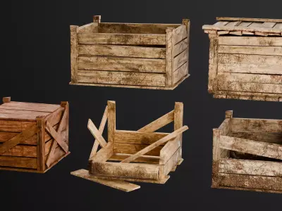 Wooden crate box Game Assets item6 3D model