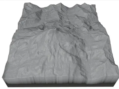 Mount Jefferson 3d model terrain Low-poly 3D model