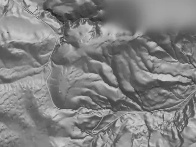 Mountain Terrain with Highway and Tunnel Low-poly 3D model