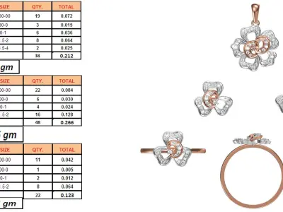 Light wt Ring Earrings Pendant set 3dm stl 1-render details 3D print model