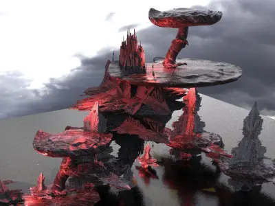 Sci-Fi Dark Alice Themed Mushroom Town 2 3D model