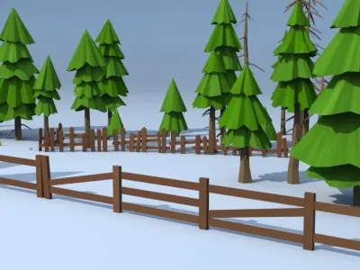 Fences - Toon Low-poly 3D model