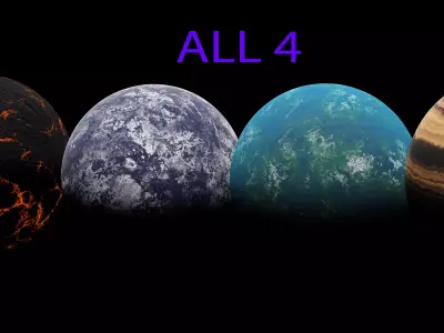 4 Planets Pack 3D model