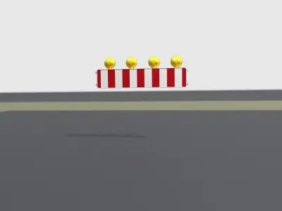 Construction Barrier 4 with warning lights 600-33 250x1200mm Low-poly 3D model