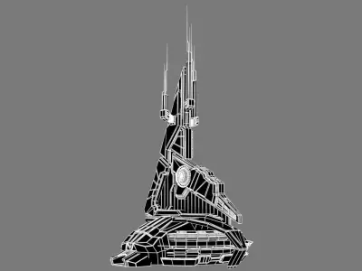 Halo Style Sci-Fi Building 3D model