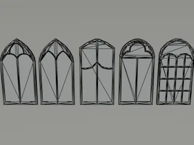 Cartoon fantasy gothic  windows Polygonal Style Low-poly 3D model