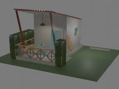 Bungalow House Thailand Low-poly 3D model