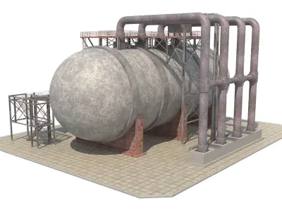 Industrial Silo 04 Low-poly 3D model