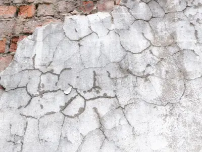 Brick ruined wall with wires Low-poly 3D model