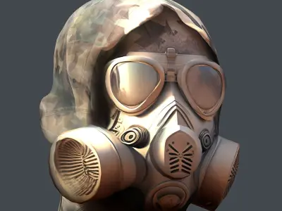 Gas mask helmet 3d model military combat Low-poly 3D model