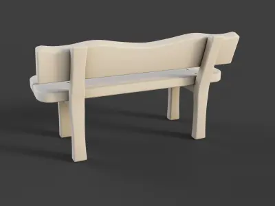 Cartoon Bench 5 Low-poly 3D model