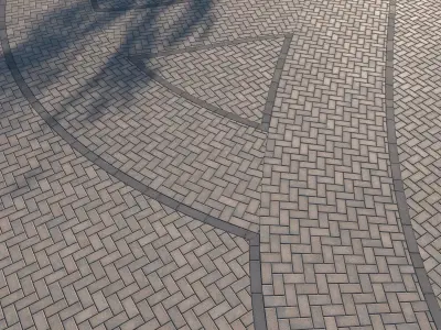 Large Area Herringbone concrete paving 02 - 15 Variations Texture