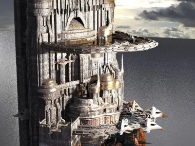 Ringed Tower Island Cliffs  3D model