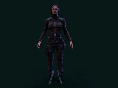 Cyberpunk Girl Low-poly 3D model