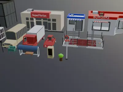 Low Poly city pack Free 3D model