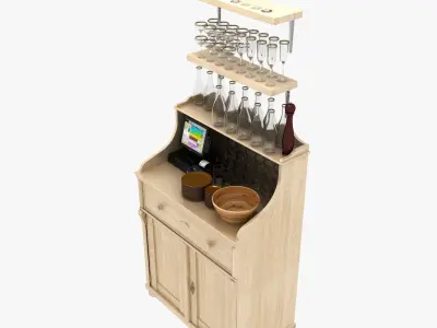 wood waiter station 3D model