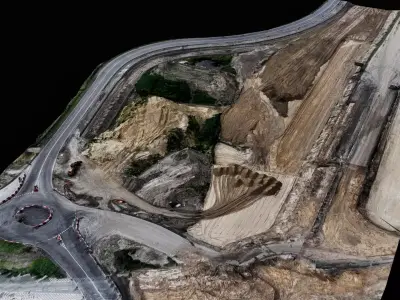 construction site road aerial PBR photogrammetry Low-poly 3D model